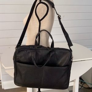 Black Leather Carry Case Bag Briefcase Tote
